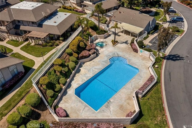 16925 Kemerton Pl, Hacienda Heights, CA 91745 - aerial perspective of suburban area featuring a pool