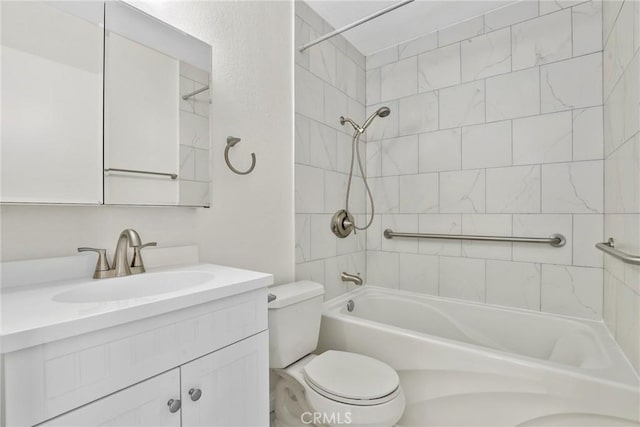16925 Kemerton Pl, Hacienda Heights, CA 91745 - bathroom with vanity, toilet, and bathtub / shower combination