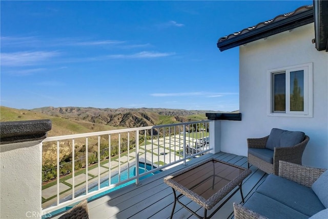 27055 Big Horn Mountain Way, Yorba Linda, CA 92887 - balcony with a mountain view and view of pool area