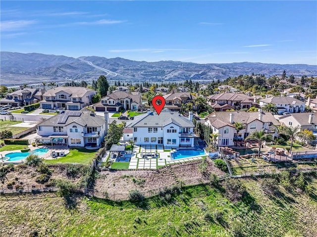 27055 Big Horn Mountain Way, Yorba Linda, CA 92887 - aerial view of residential area with a pool area and a mountain backdrop