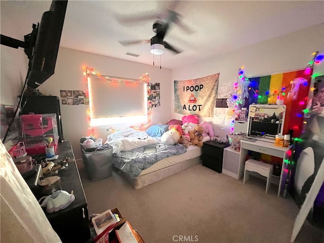 45723 Pheasant Pl, Temecula, CA 92592 - carpeted bedroom with a ceiling fan
