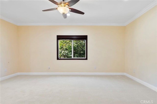 4818 Lemona Ave, Sherman Oaks, CA 91403 - empty room featuring light carpet, ornamental molding, baseboards, and ceiling fan