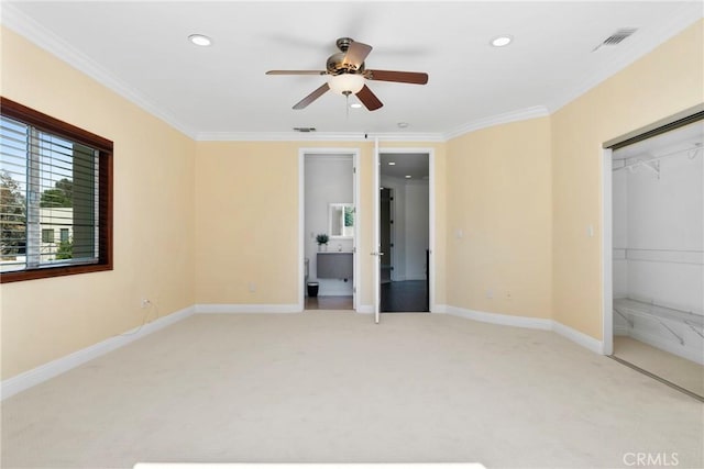 4818 Lemona Ave, Sherman Oaks, CA 91403 - unfurnished bedroom with light carpet, recessed lighting, crown molding, baseboards, and a closet
