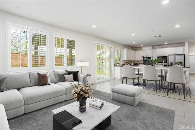 1004 Violet Ct, Calimesa, CA 92320 - living area featuring light tile patterned floors and recessed lighting