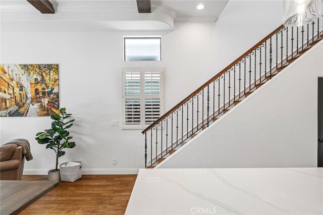 1715 Reed St, Redondo Beach, CA 90278 - staircase with wood finished floors and recessed lighting