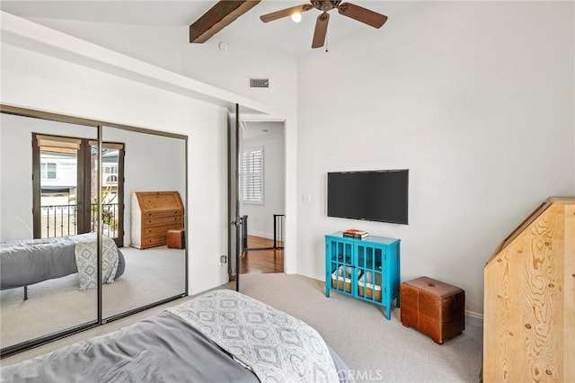 1715 Reed St, Redondo Beach, CA 90278 - carpeted bedroom with access to exterior and a ceiling fan