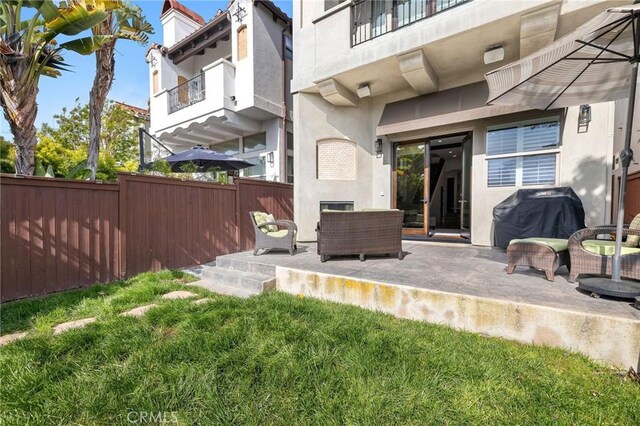 1715 Reed St, Redondo Beach, CA 90278 - back of property with stucco siding, a patio area, and outdoor lounge area