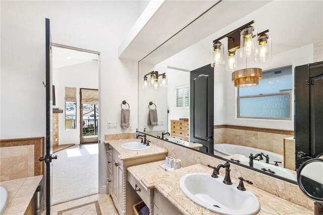 1715 Reed St, Redondo Beach, CA 90278 - full bathroom featuring vanity, a bath, and tile patterned floors