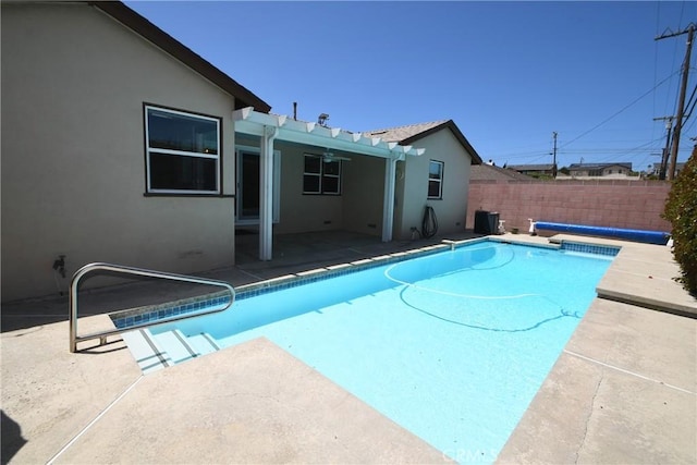 5309 Emerald St, Torrance, CA 90503 - view of swimming pool with a patio area, a fenced backyard, and a ceiling fan