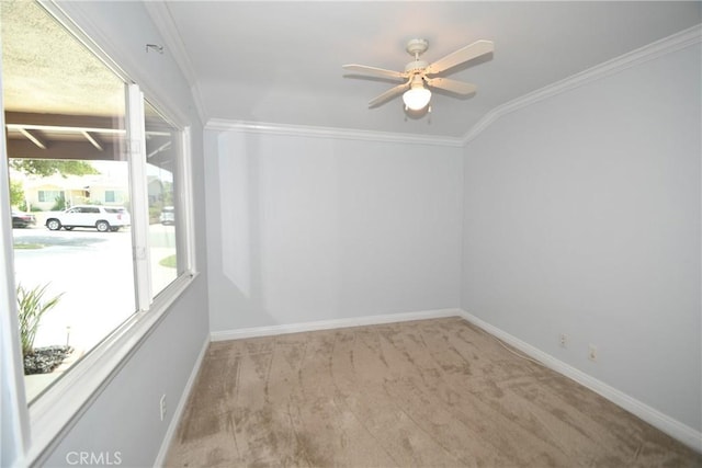 5309 Emerald St, Torrance, CA 90503 - carpeted spare room featuring ceiling fan, baseboards, and crown molding