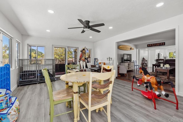 852 5th St, Imperial Beach, CA 91932 - dining space featuring wood finished floors, plenty of natural light, recessed lighting, and ceiling fan