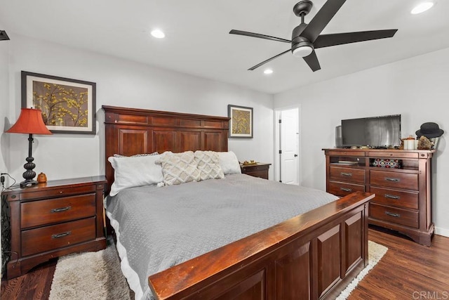 852 5th St, Imperial Beach, CA 91932 - bedroom featuring recessed lighting, dark wood finished floors, and a ceiling fan