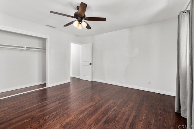 852 5th St, Imperial Beach, CA 91932 - unfurnished bedroom with wood finished floors, baseboards, a closet, and a ceiling fan