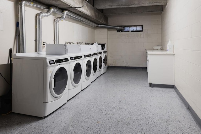 1002 30th St Unit 206, San Diego, CA 92102 - shared laundry featuring washer and clothes dryer and concrete block wall