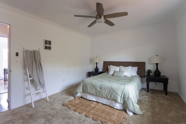1002 30th St Unit 206, San Diego, CA 92102 - bedroom featuring carpet floors, crown molding, ceiling fan, and baseboards