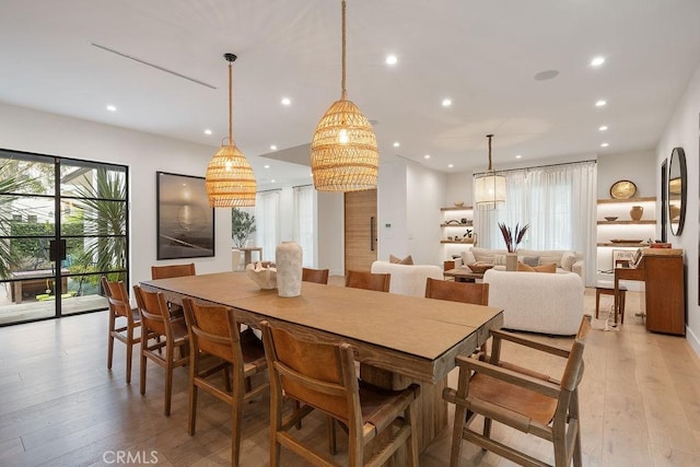 10 Seabluff, Newport Beach, CA 92660 - dining space featuring light wood-style floors and recessed lighting
