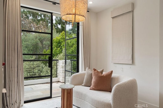 10 Seabluff, Newport Beach, CA 92660 - sitting room with a chandelier and recessed lighting