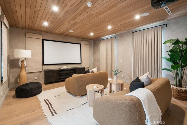 10 Seabluff, Newport Beach, CA 92660 - cinema room with recessed lighting, wood finished floors, and wood ceiling