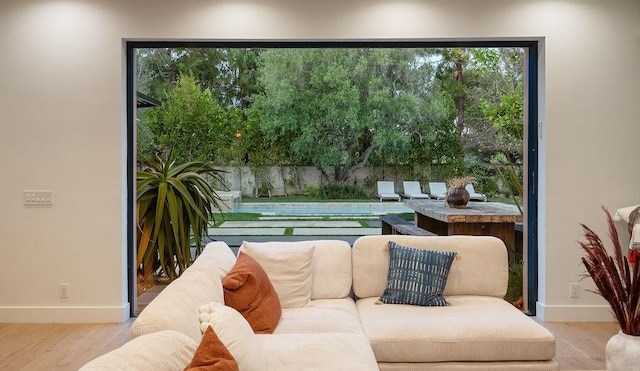 10 Seabluff, Newport Beach, CA 92660 - living area with baseboards and wood finished floors