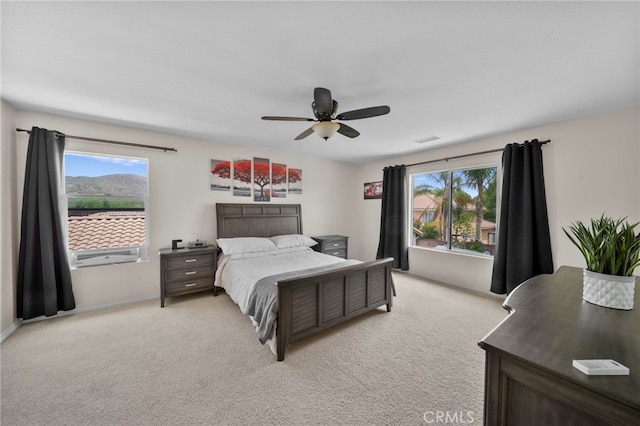 37628 Flora Ct, Murrieta, CA 92563 - bedroom with light colored carpet, a ceiling fan, and cooling unit