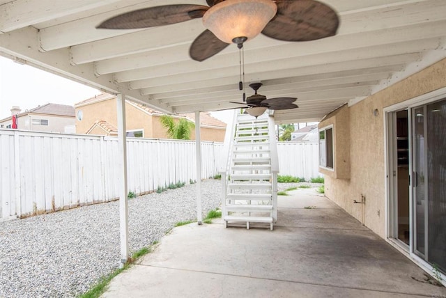 28679 Corte Capri, Menifee, CA 92584 - view of patio featuring stairs and a ceiling fan