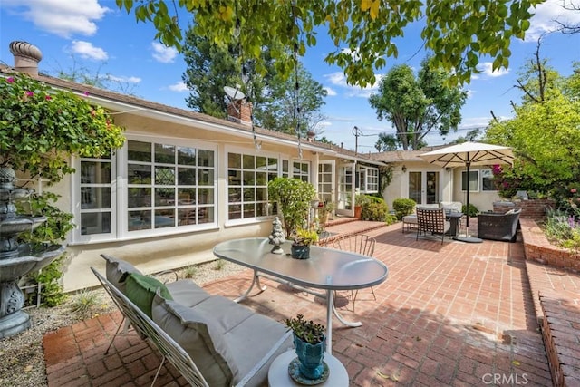 5132 Quakertown Ave, Woodland Hills, CA 91364 - view of patio with french doors, an outdoor hangout area, and outdoor dining space