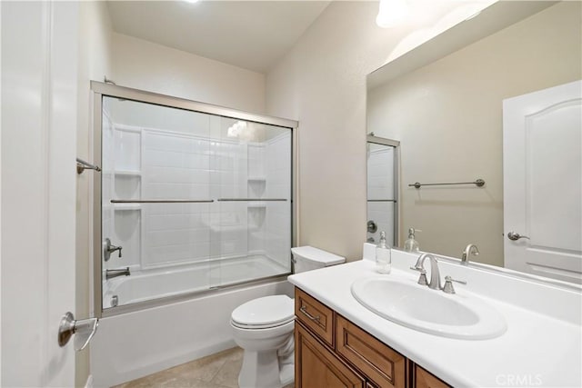 45133 Fieldbrook Ct, Temecula, CA 92592 - full bath featuring vanity, toilet, bath / shower combo with glass door, and tile patterned floors