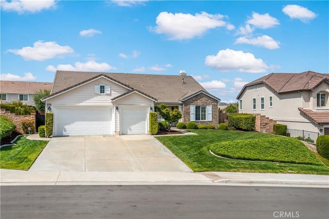 45133 Fieldbrook Ct, Temecula, CA 92592 - view of front of property with a garage, driveway, and a tiled roof