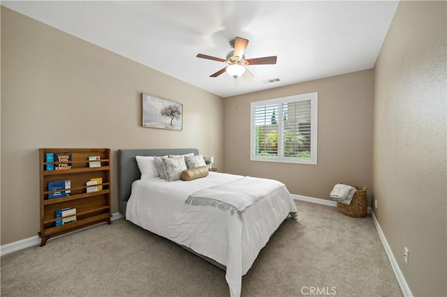 45133 Fieldbrook Ct, Temecula, CA 92592 - bedroom with light colored carpet, baseboards, and a ceiling fan