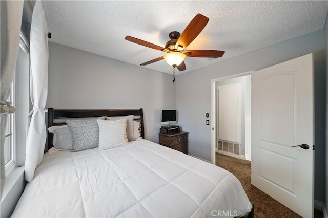 11396 Burl Dr, Fontana, CA 92337 - carpeted bedroom with a textured ceiling and ceiling fan