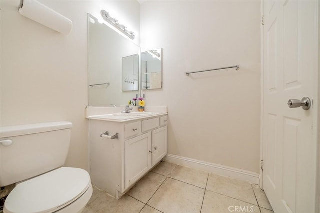 7404 Marshall Ct, Highland, CA 92346 - bathroom with vanity, toilet, tile patterned floors, and baseboards