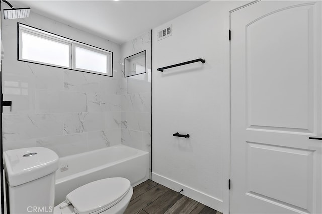 19617 Enslow Dr, Carson, CA 90746 - bathroom with toilet, wood finished floors, baseboards, and shower / bath combination