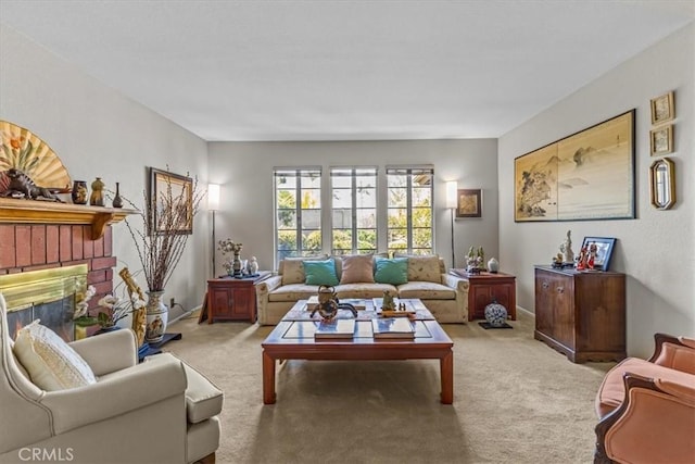 2015 E Hillman Cir, Orange, CA 92867 - carpeted living area featuring a fireplace and baseboards
