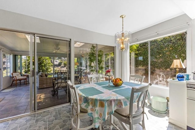 2015 E Hillman Cir, Orange, CA 92867 - sunroom featuring healthy amount of natural light, a chandelier, and outdoor dining area