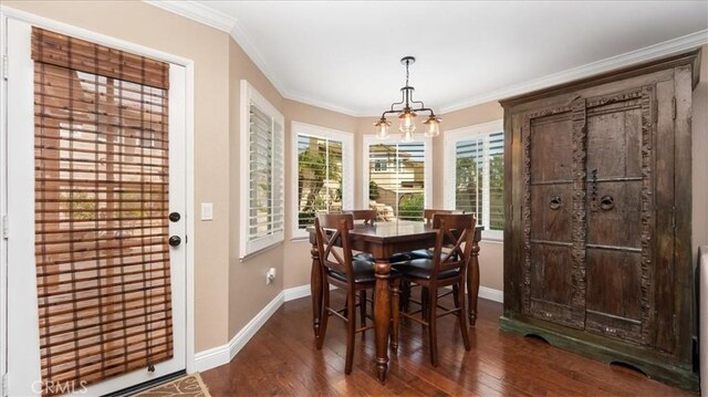 13819 Dogwood Ave, Chino, CA 91710 - dining space featuring baseboards, crown molding, and wood finished floors