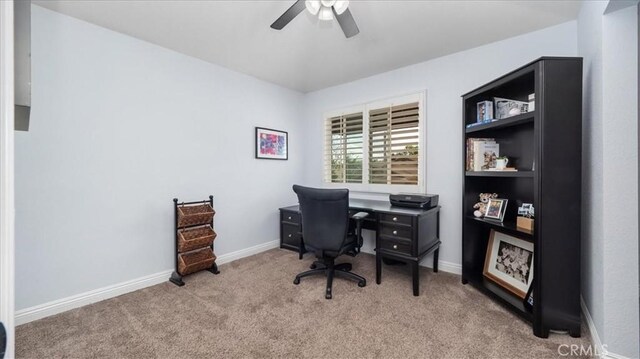 13819 Dogwood Ave, Chino, CA 91710 - carpeted office space featuring a ceiling fan and baseboards
