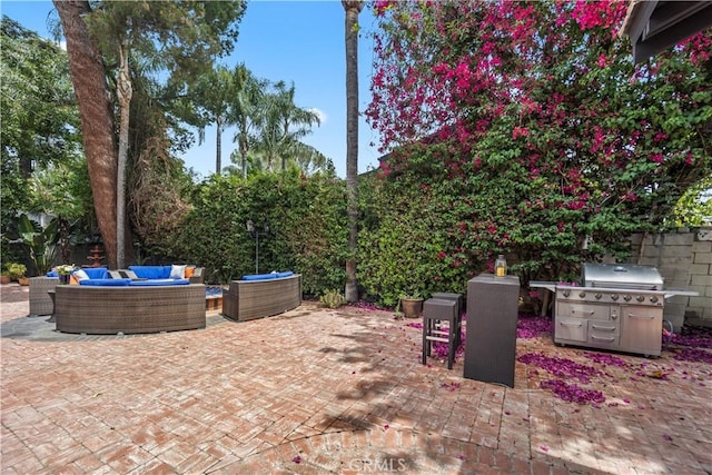 4428 Saugus Ave, Sherman Oaks, CA 91403 - view of patio with an outdoor living space and a grill