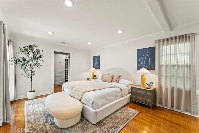4428 Saugus Ave, Sherman Oaks, CA 91403 - bedroom with wood finished floors, recessed lighting, and ornamental molding