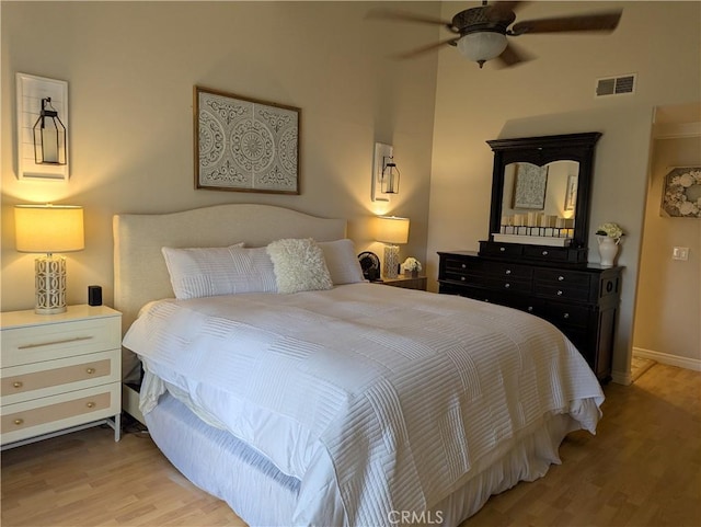 306 Vista Trucha, Newport Beach, CA 92660 - bedroom with light wood-type flooring, baseboards, and a ceiling fan