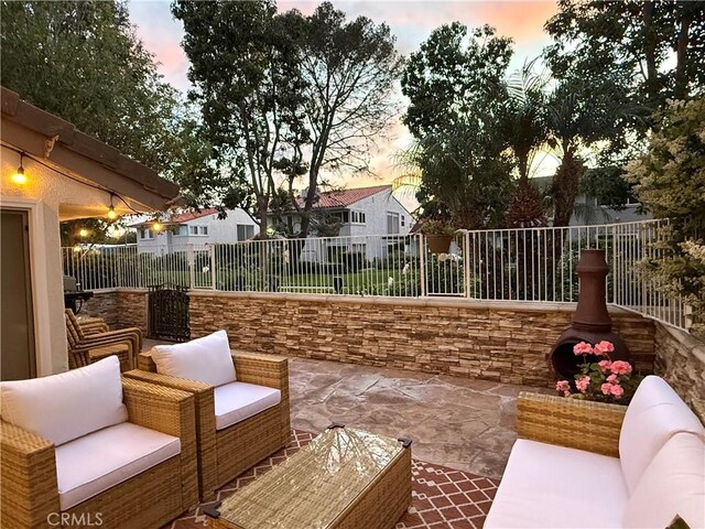306 Vista Trucha, Newport Beach, CA 92660 - view of patio with fence and outdoor lounge area