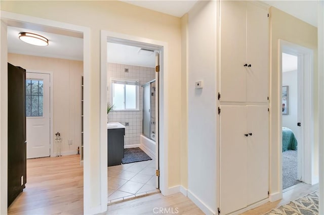 524 N Paulina Ave, Redondo Beach, CA 90277 - corridor with light wood-type flooring and baseboards