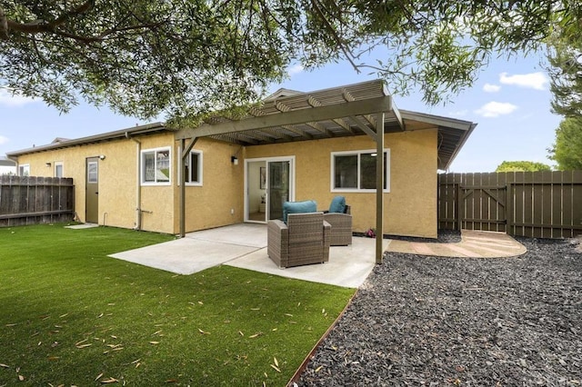 1744 Round Tree Dr, Oceanside, CA 92056 - rear view of property featuring stucco siding, a pergola, and a patio area