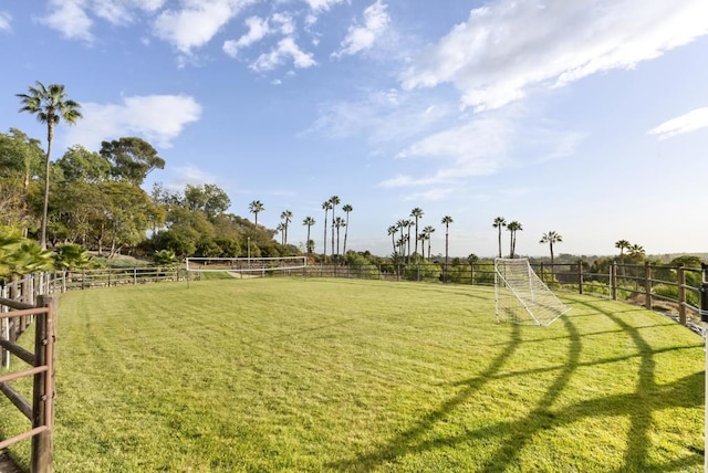 18127 Via Roswitha, Rancho Santa Fe, CA 92067 - view of yard with a sport area, fence, and a view of countryside