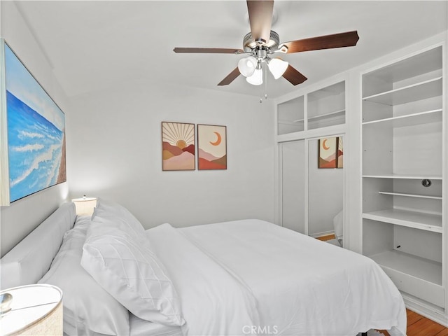8110 Lesner Ave, Lake Balboa, CA 91406 - bedroom featuring a ceiling fan and wood finished floors