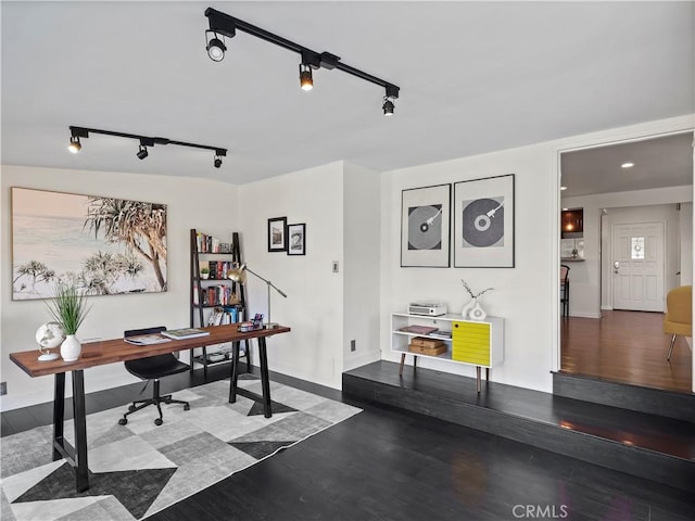 8110 Lesner Ave, Lake Balboa, CA 91406 - home office with track lighting and wood finished floors