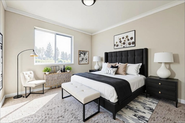 40550 Ventana Ct, Palm Desert, CA 92260 - bedroom featuring ornamental molding, carpet flooring, and baseboards