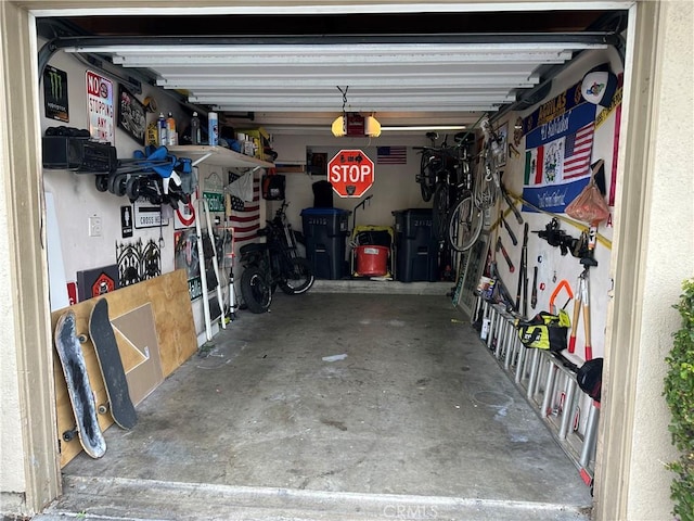 garage with a garage door opener