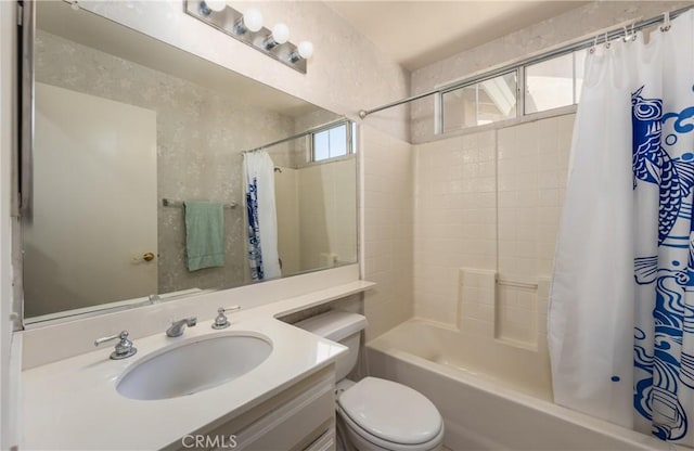 5470 Watson St, Banning, CA 92220 - full bath with toilet, shower / bath combination with curtain, and vanity