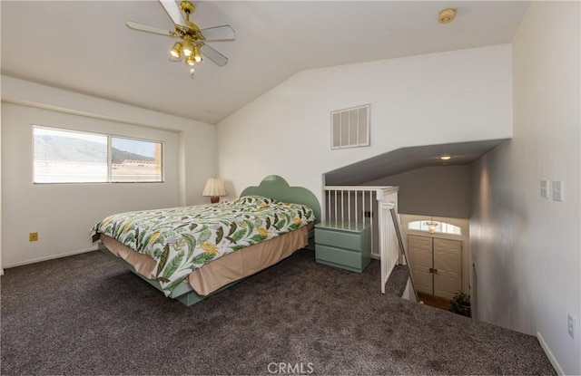 5470 Watson St, Banning, CA 92220 - carpeted bedroom with lofted ceiling, a ceiling fan, and baseboards