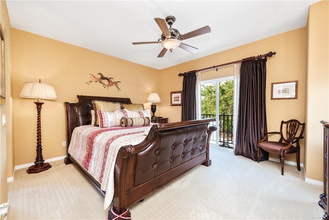 11803 Sortino Ct, Moorpark, CA 93021 - bedroom with carpet flooring, access to outside, baseboards, and ceiling fan